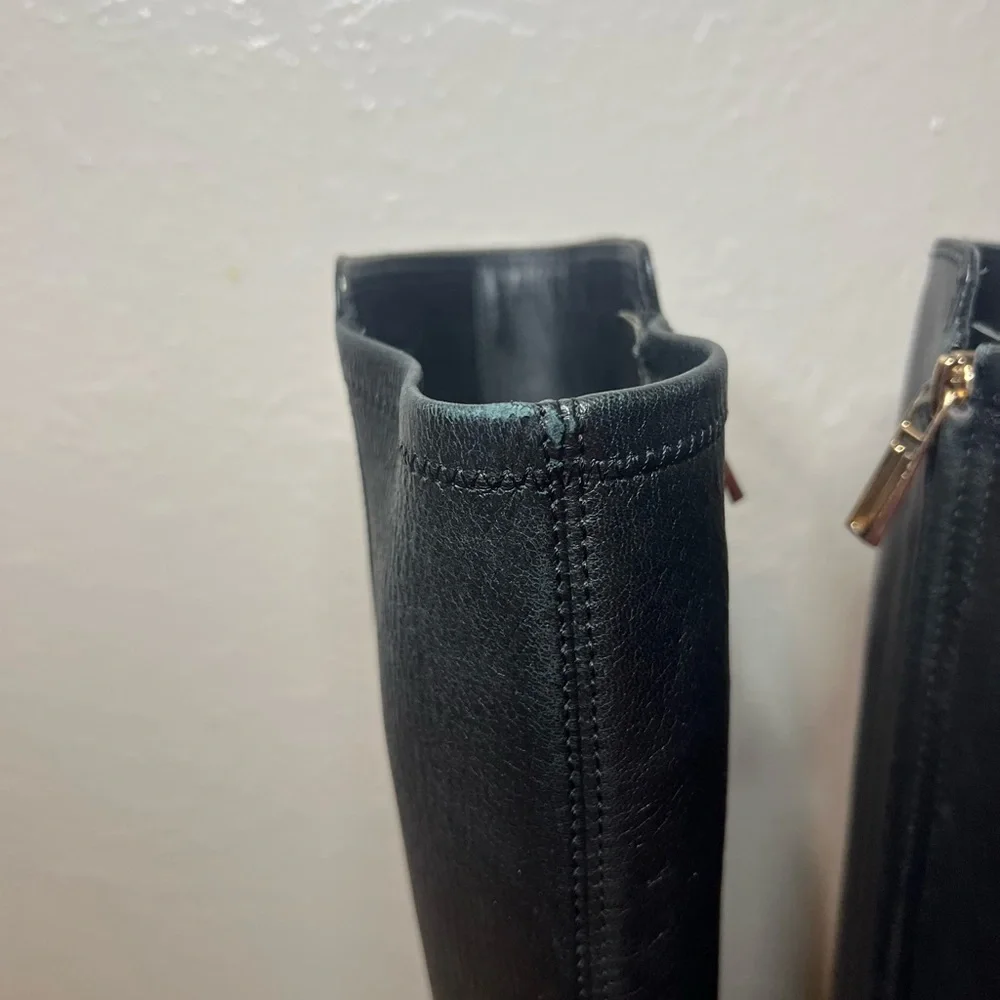 Tory Burch Black Over the Knee Boots with Gold Detail